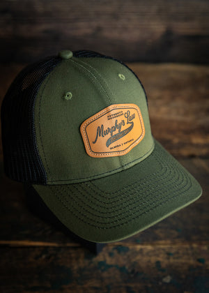 Murphy's Law Distillery Vintage Script Patch Mesh Back Hat (Military Green)