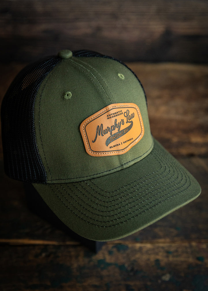 Murphy's Law Distillery Vintage Script Patch Mesh Back Hat (Military Green)